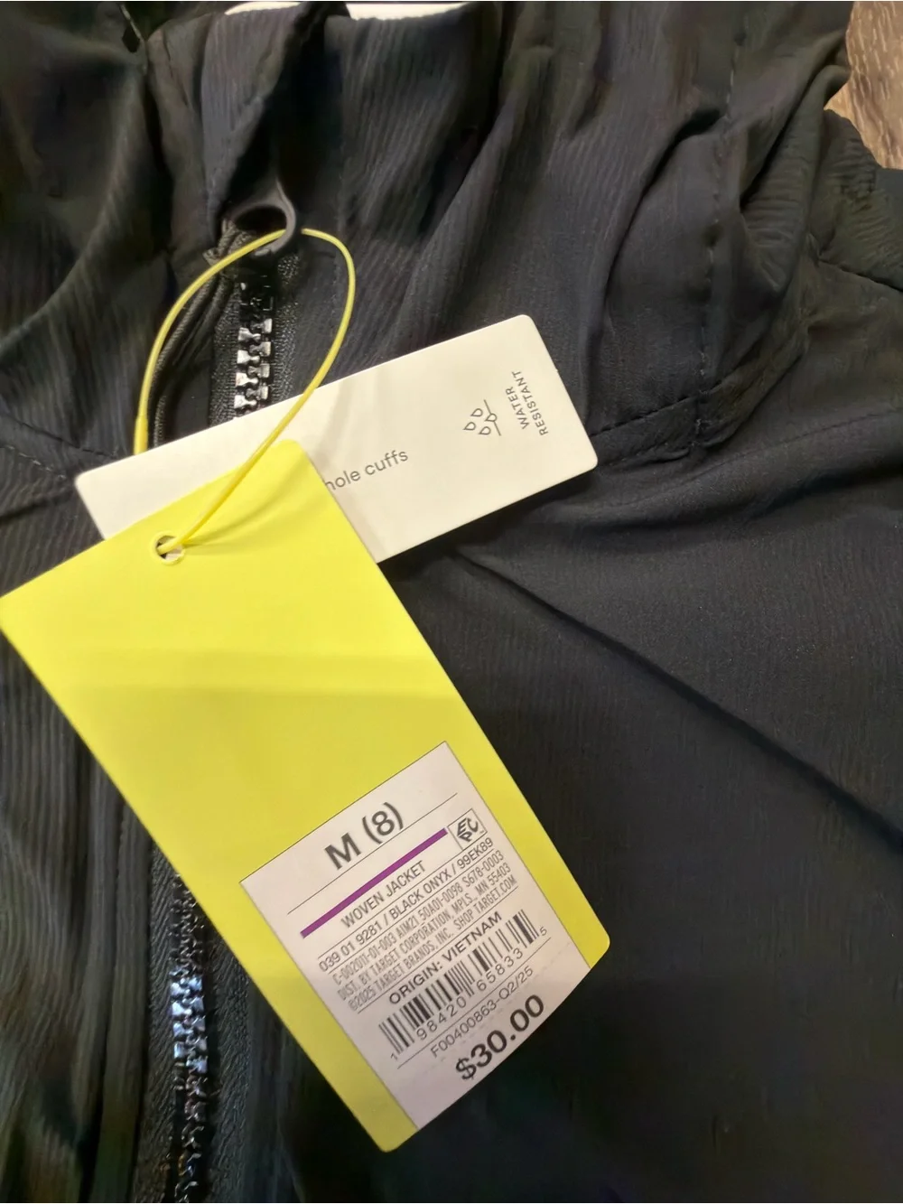 All In Motion Girls Medium Black Hooded Windbreaker Jacket NWT